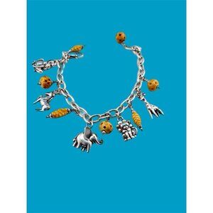 Brighton African Safari Animal Elephant Monkey Giraffe Zebra Charm Bracelet.NWOT